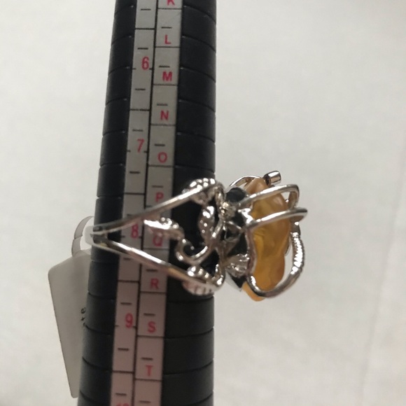 NWT Unique Sterling Silver Agate Rose Dragonfly Statement Ring - Picture 2 of 7